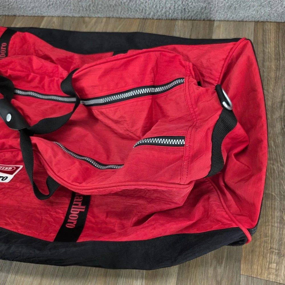 Marlboro Unlimited Gear Red Black Rolling‎ Duffle Bag Vintage 90s Travel Luggage